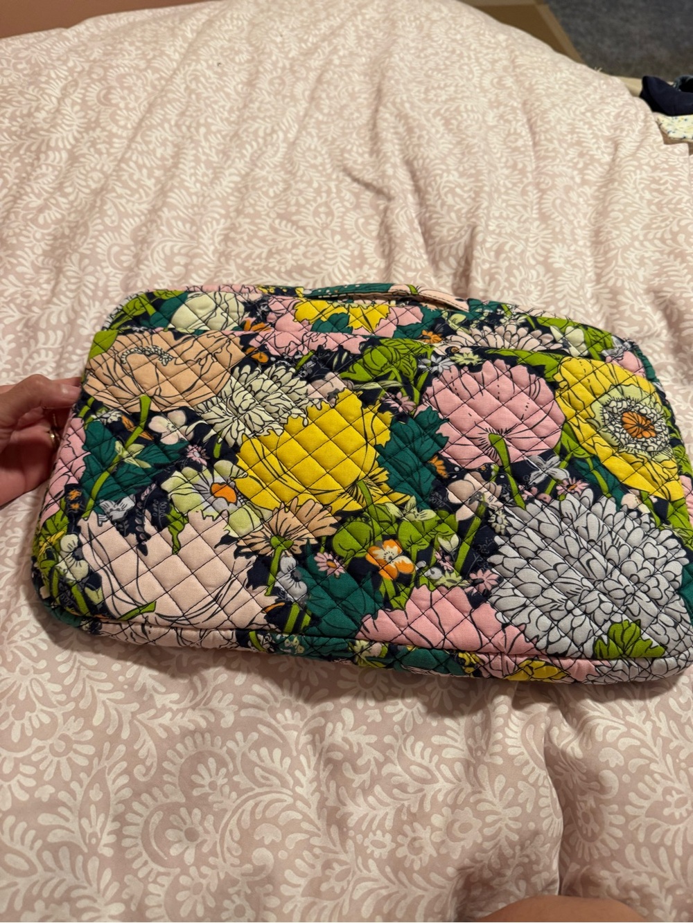 Vera Bradley Quilted Floral laptop Pouch - Pink, Yellow & Green
